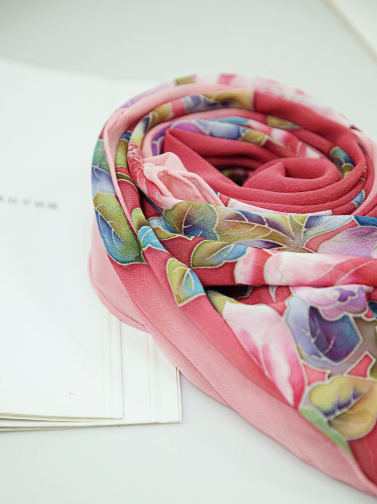 Picture of Hand-Painted Silk Satin Long Scarf