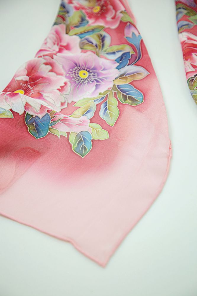Picture of Hand-Painted Silk Satin Long Scarf