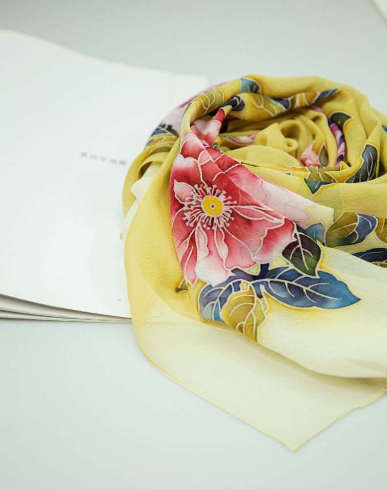 Picture of Hand-Painted Silk Satin Long Scarf