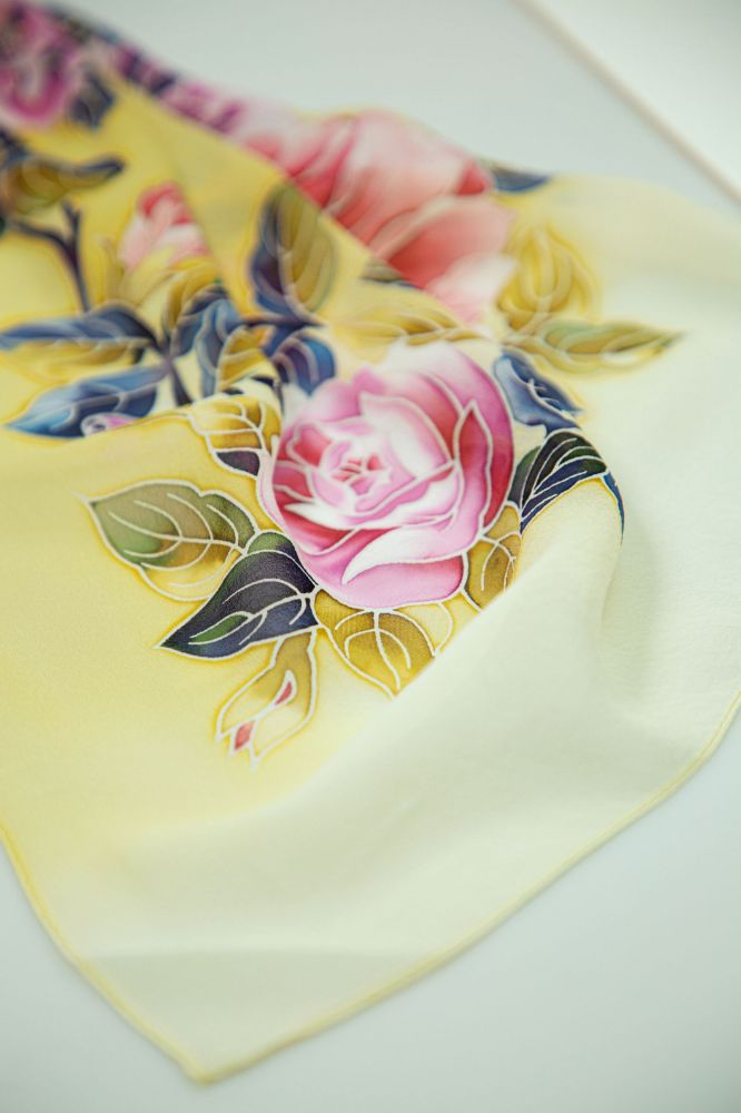 Picture of Hand-Painted Silk Satin Long Scarf