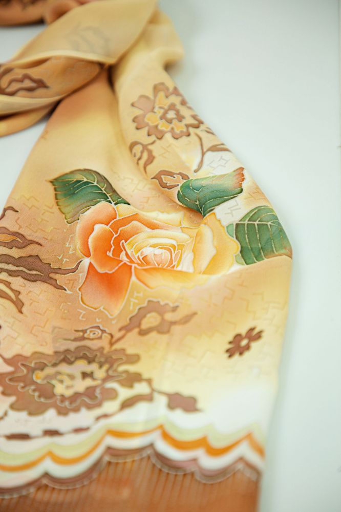 Picture of Hand-Painted Silk Satin Long Scarf