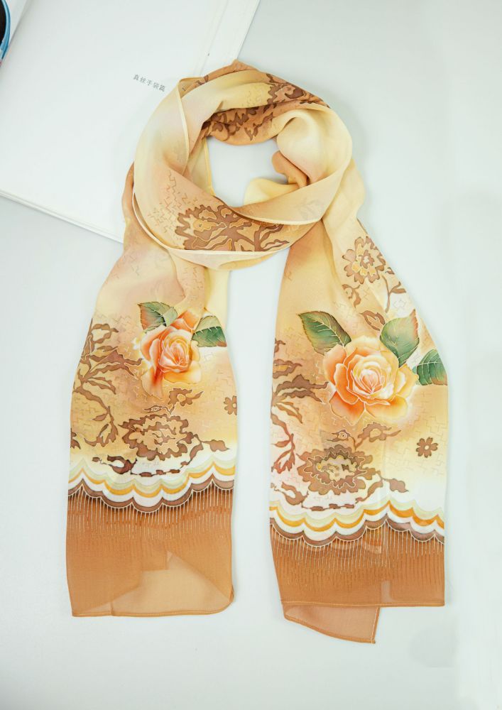 Picture of Hand-Painted Silk Satin Long Scarf