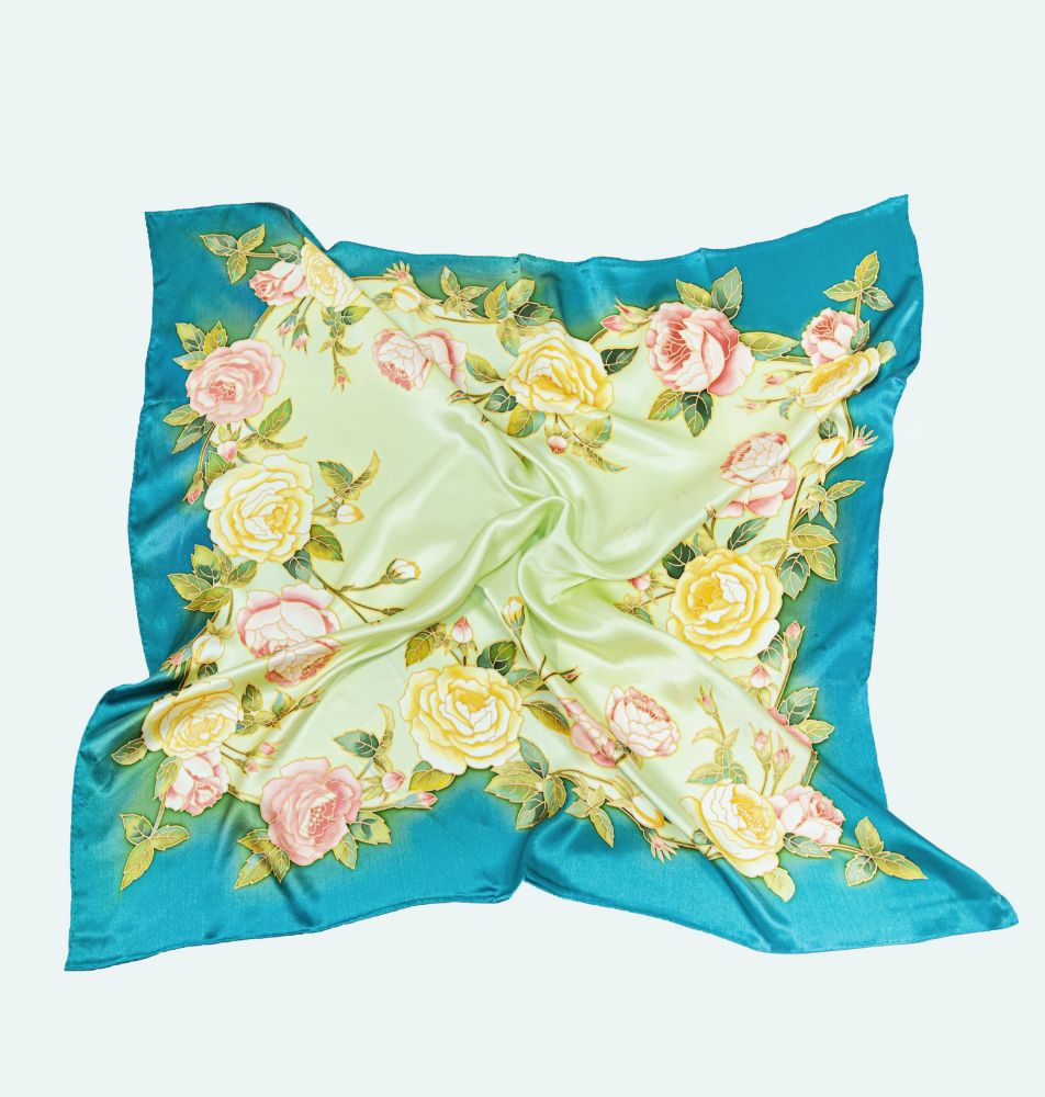 Picture of Hand-Painted Silk Satin Large Square Scarf
