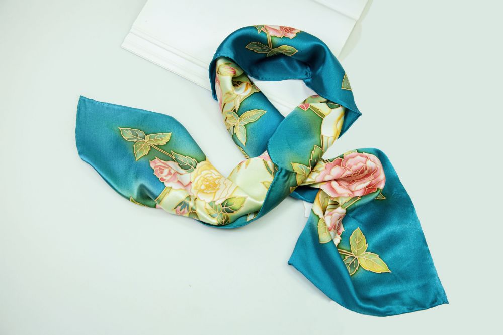 Picture of Hand-Painted Silk Satin Large Square Scarf