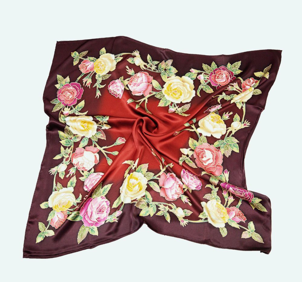 Picture of Hand-Painted Silk Satin Large Square Scarf
