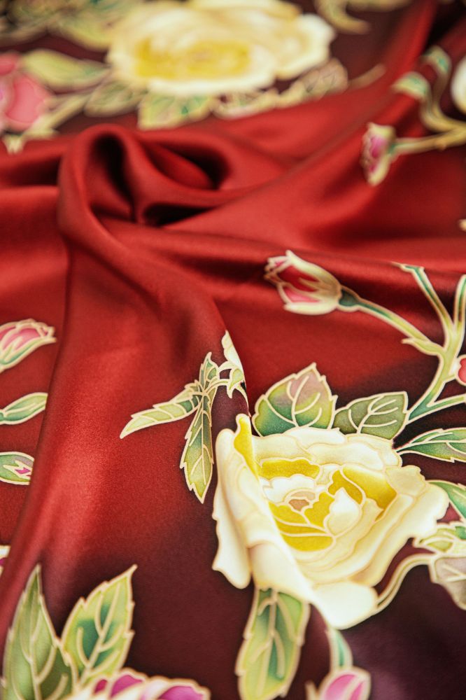 Picture of Hand-Painted Silk Satin Large Square Scarf