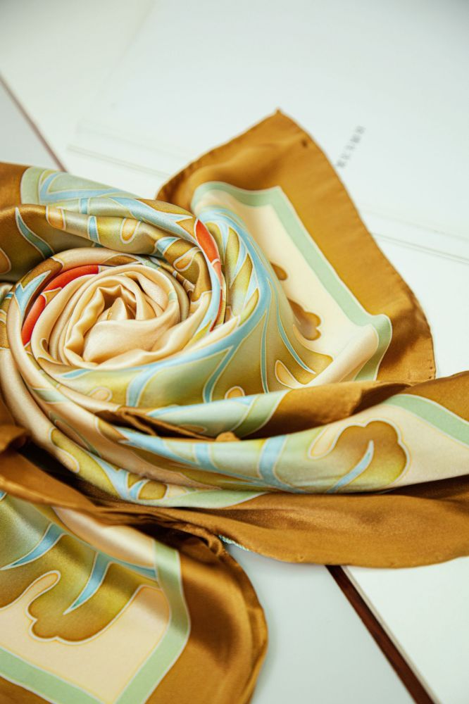 Picture of Hand-Painted Silk Satin Large Square Scarf