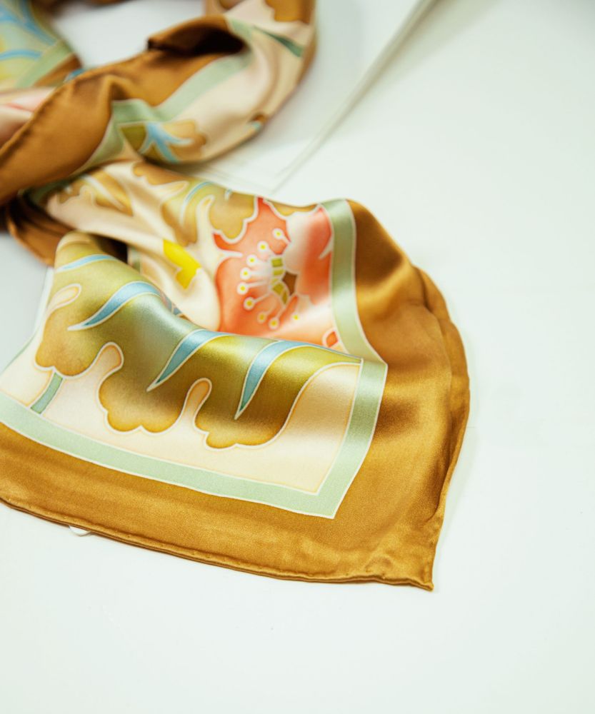 Picture of Hand-Painted Silk Satin Large Square Scarf