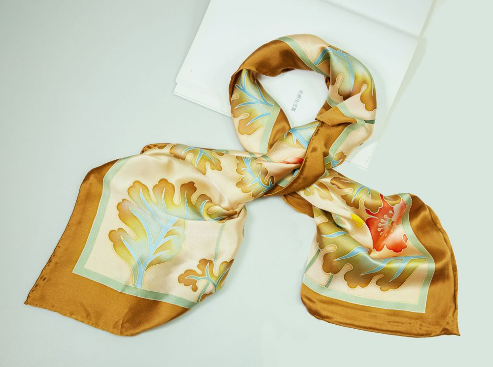 Picture of Hand-Painted Silk Satin Large Square Scarf
