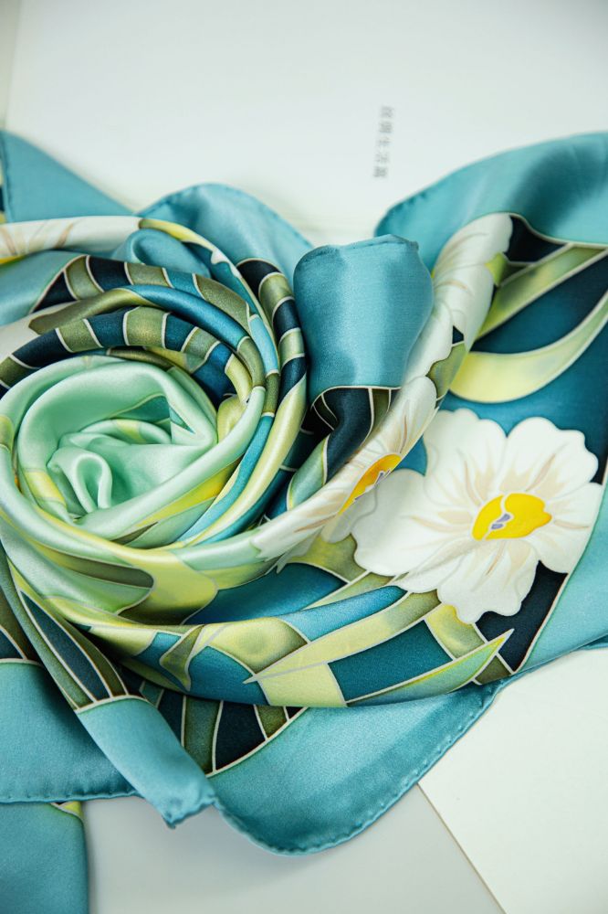 Picture of Hand-Painted Silk Satin Large Square Scarf