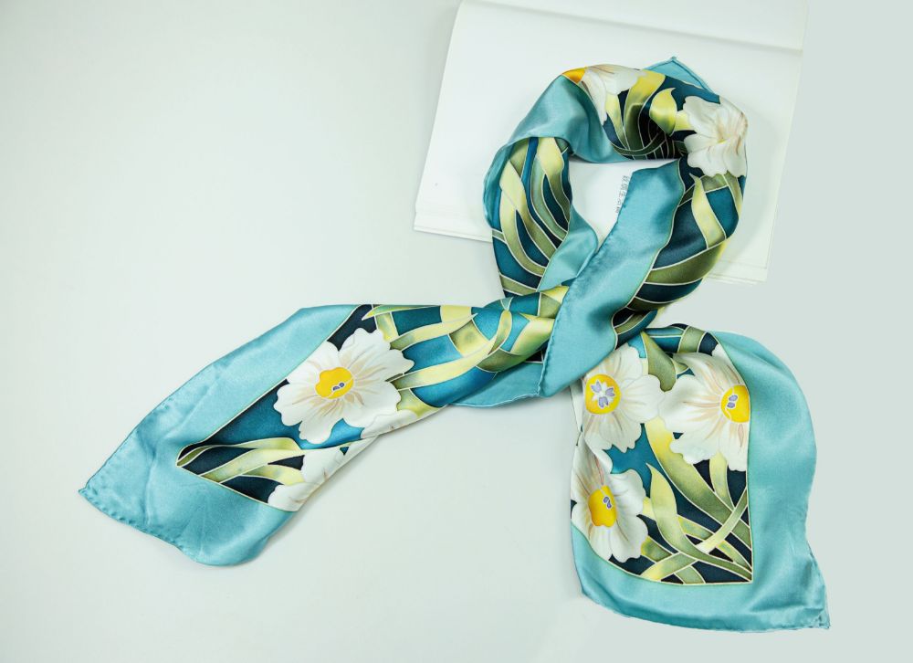 Picture of Hand-Painted Silk Satin Large Square Scarf