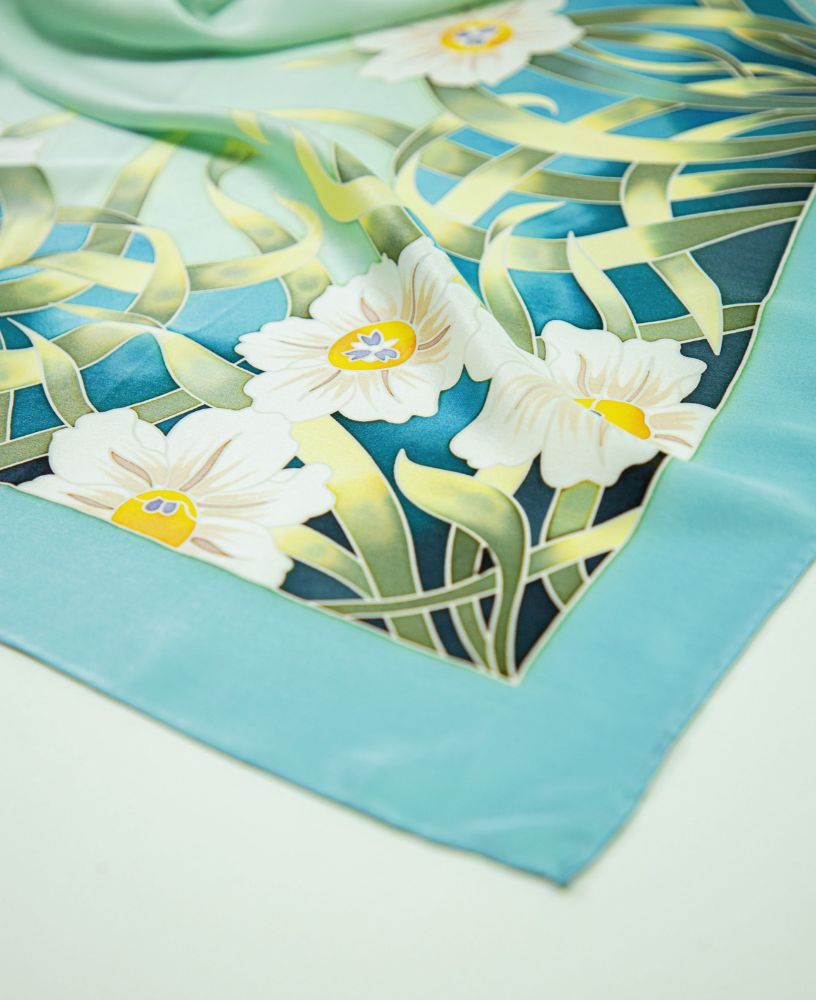 Picture of Hand-Painted Silk Satin Large Square Scarf
