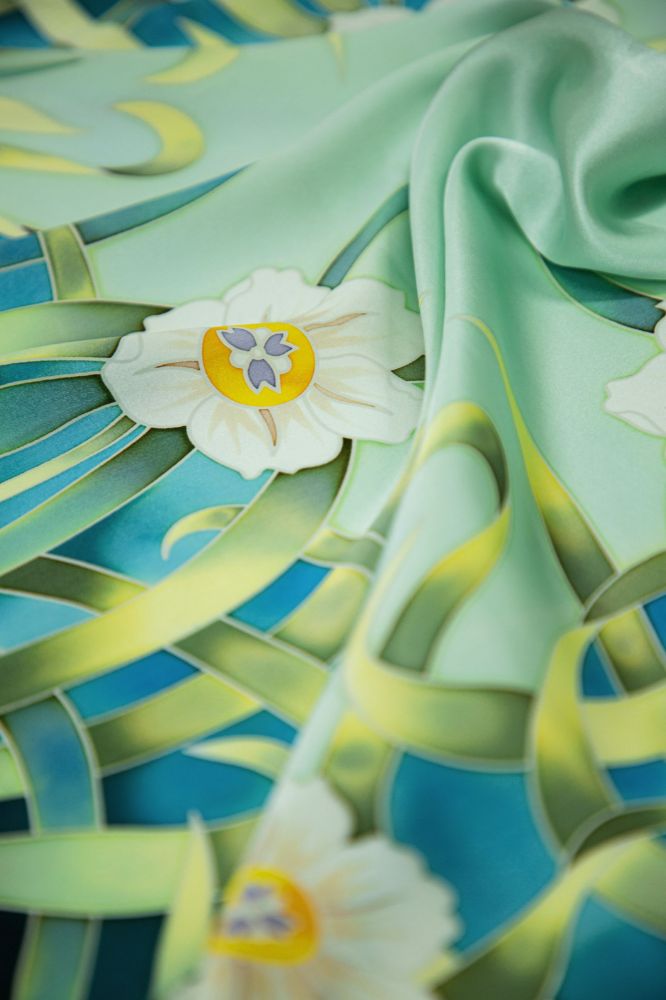Picture of Hand-Painted Silk Satin Large Square Scarf