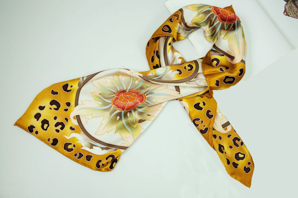 Picture of Hand-Painted Silk Satin Large Square Scarf