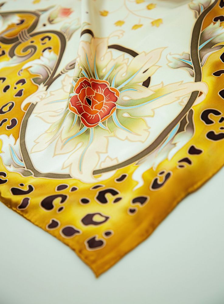 Picture of Hand-Painted Silk Satin Large Square Scarf