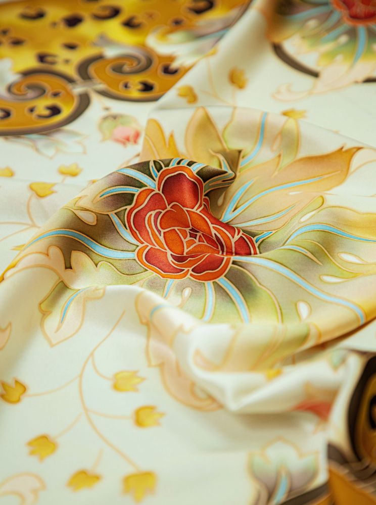 Picture of Hand-Painted Silk Satin Large Square Scarf