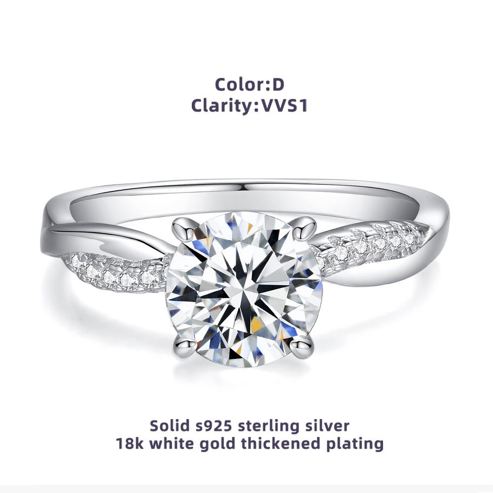 Picture of 925 silver ring with four-prong wrapped moissanite