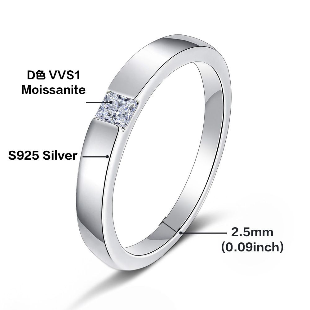 Picture of 925 silver square stylish Moissanite ring