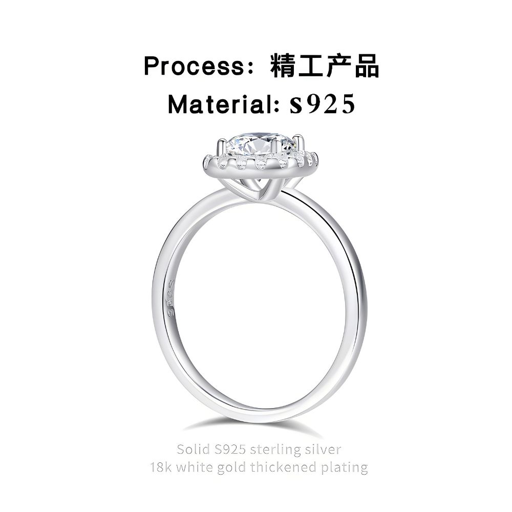 Picture of 925 silver Jane Eyre Moissanite ring (open and adjustable)