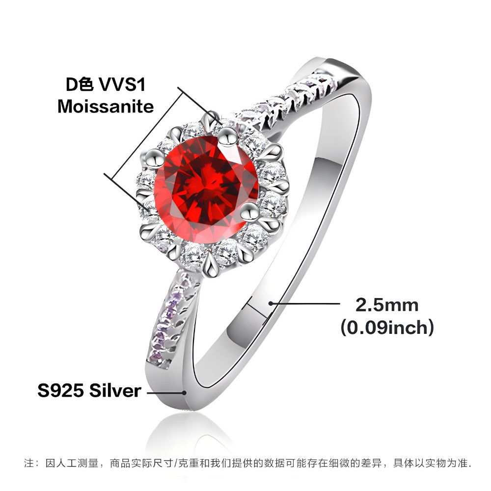Picture of 925 silver pigeon's blood ruby ring